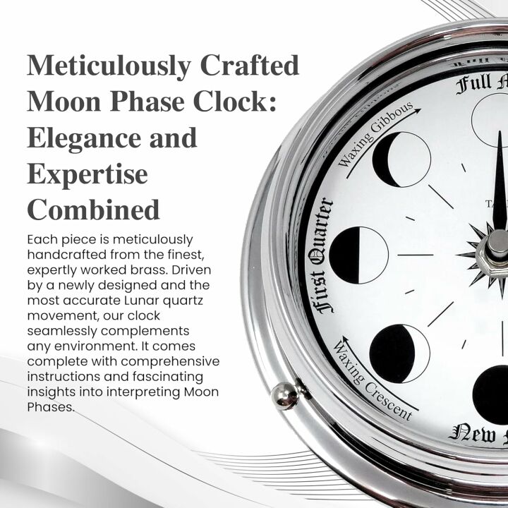 Charming Moon Phase Clock - Solid Brass Elegance