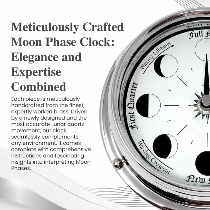Charming Moon Phase Clock - Solid Brass Elegance