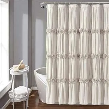Lush Decor Neutral Darla Shower Curtain - Vintage Chic Design