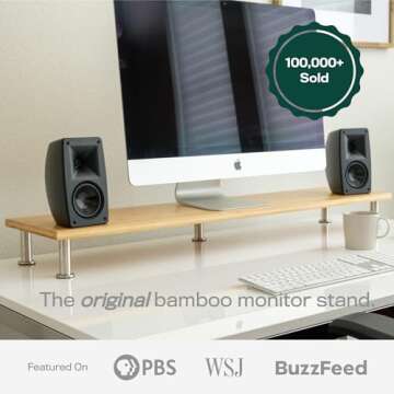 The Original Bamboo Dual Monitor Stand (As Seen On PBS) - 42 Inch Large Monitor Riser for Computer S...