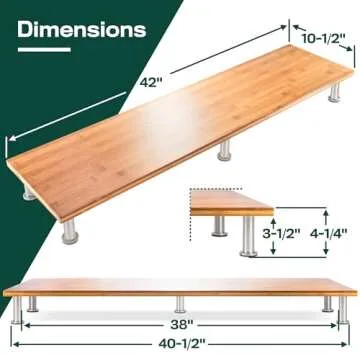 The Original Bamboo Dual Monitor Stand (As Seen On PBS) - 42 Inch Large Monitor Riser for Computer Screens, Laptop or TV - Desk Shelf Adds Storage Space and Improves Ergonomics - Natural
