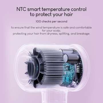 Tideway H11 Hair Dryer 110000 RPM Professional High-Speed, Rapid Drying Plasma Tech for Scalp Health, Lightweight Low Noise, Smart Temp Control, 4 Temps Travel with Magnetic Nozzle&Diffuser-Gold
