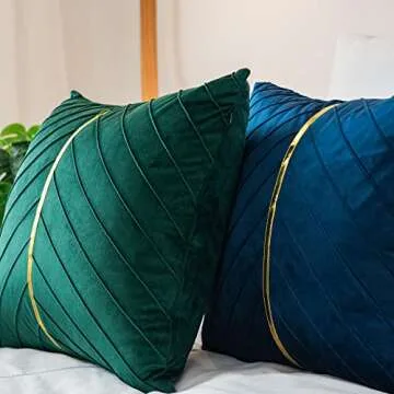 WACOMECO Velvet Throw Pillow Covers, Pack of 2 Soft Gold Decorative Cushion Covers for Couch Sofa Li...