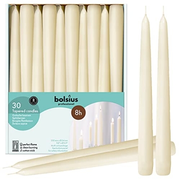 BOLSIUS 30 Count Ivory Taper Candles - 10 Inches - Dripless & Smokeless Premium Quality - Ideal for ...