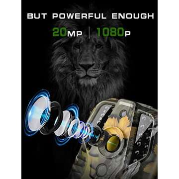 Vikeri Mini Trail Camera - Game Camera 20MP 1080P with Night Vision Motion Activated Waterproof, Hunting Camera 0.2s Trigger Time for Wildlife Monitoring Deer Hunting-M9