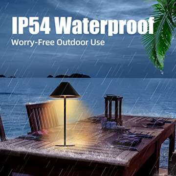 Yiesoum Cordless Table Lamp Rechargeable Dimmable Modern LED,Battery Touch Waterproof Desk lamp,Kids Night Light,Metal Shell,Minimalist Design, for Camp/Bedroom/Christmas Dinner/Restaurant-Black