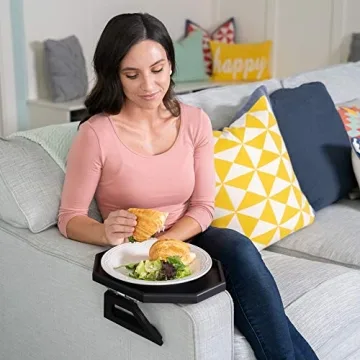 Bamboo Couch Arm Table for Couches - Space Saving Tray