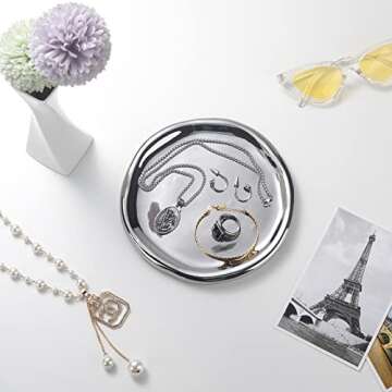 CESTATIVO Jewelry Dish Tray, Ring Dish, Ceramic Trinket Tray, Small Key Tray, Mother's Day, Christmas, Thanksgiving, Birthday Gift for Mother Daughter Friends