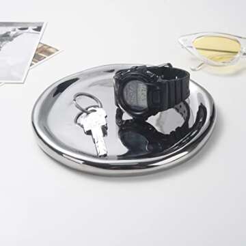 CESTATIVO Jewelry Dish Tray, Ring Dish, Ceramic Trinket Tray, Small Key Tray, Mother's Day, Christmas, Thanksgiving, Birthday Gift for Mother Daughter Friends