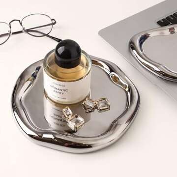 CESTATIVO Jewelry Dish Tray, Ring Dish, Ceramic Trinket Tray, Small Key Tray, Mother's Day, Christmas, Thanksgiving, Birthday Gift for Mother Daughter Friends