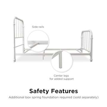 DHP Jenny Lind Kids Metal Bed Frame with Storage White