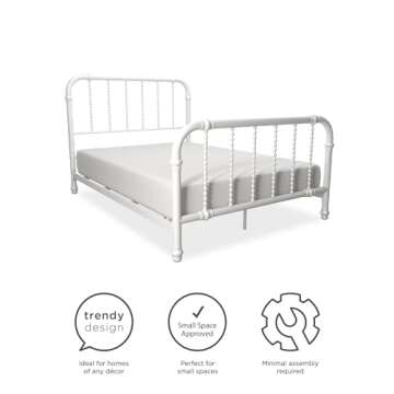 DHP Jenny Lind Kids Metal Bed Frame with Storage White