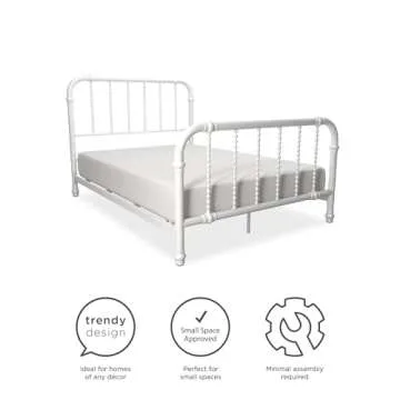 DHP Jenny Lind Kids Metal Bed Frame with Storage White