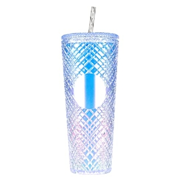 Stylish Aurora Blue Tumbler with Lid, 24oz Insulated Cup, BPA-Free, Leak-Proof