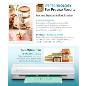 Silhouette Cameo 5 Bundle - Professional Vinyl Cutter Machine, 24 Adhesive Vinyl Rolls & AutoBlade - Includes Roll Feeder, Designer Edition Software & 50 Free Designs (Black)