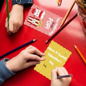 Joyseller Pack of 35 Valentines Day Cards for Kids School | 7 Assorted Designs of Valentines Cards with 35 Scented Stickers & 35 Envelops | Valentines Gifts for Boys Girls Classroom Exchange