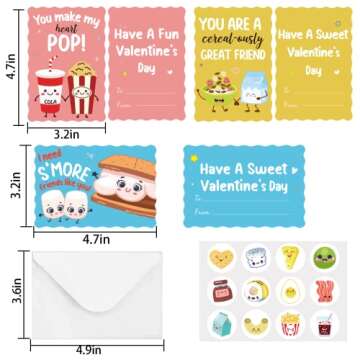 Joyseller Pack of 35 Valentines Day Cards for Kids School | 7 Assorted Designs of Valentines Cards with 35 Scented Stickers & 35 Envelops | Valentines Gifts for Boys Girls Classroom Exchange