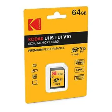KODAK Premium Memory Card 64GB with 85MB/s Read Speed for Video & Photos