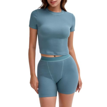 UNDER CLOUD Two Piece Outfits for Women Matching Lounge Sets Casual Wear Kyanite Blue