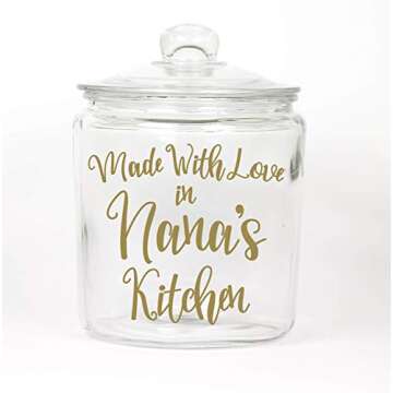 Made With Love Glass Cookie Jar - Choose the Word for Grandma or any Name