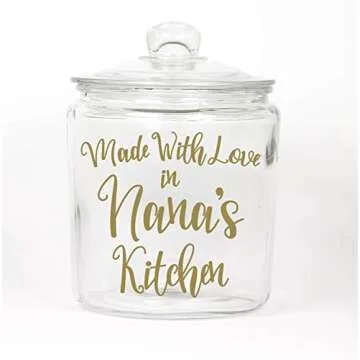 Made With Love Glass Cookie Jar - Choose the Word for Grandma or any Name