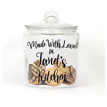 Made With Love Glass Cookie Jar - Choose the Word for Grandma or any Name