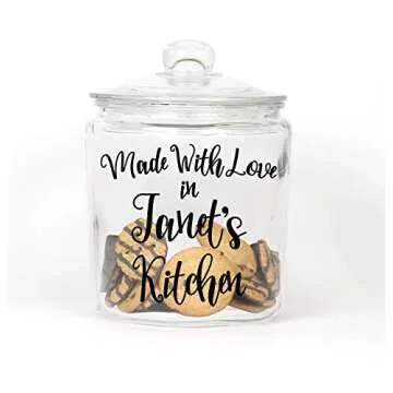 Made With Love Glass Cookie Jar - Choose the Word for Grandma or any Name