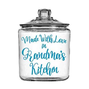 Made With Love Glass Cookie Jar - Choose the Word for Grandma or any Name