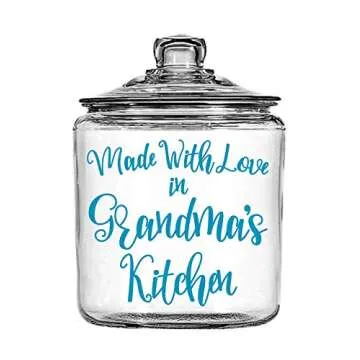 Made With Love Glass Cookie Jar - Choose the Word for Grandma or any Name