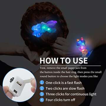 24 Pcs Light Up Scrunchies, LED Scrunchies Hair Bands, Neon Scrunchies Elastic Glow in the Dark Srunchies Rave Accessories for Women Birthday Halloween Christmas New Year