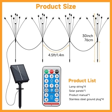 Sachie Solar Garden Lights with Remote Control, 8 Modes