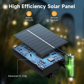 Sachie Solar Garden Lights with Remote Control, 8 Modes