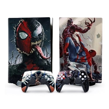 Toxxos Console and Controller Skins Cover for PS5 - Full Set of Red and Black Spider Skin Accessorie...