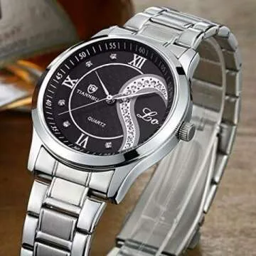 Couple Stainless Steel Watches Set - Black & White
