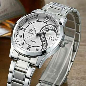 Couple Stainless Steel Watches Set - Black & White