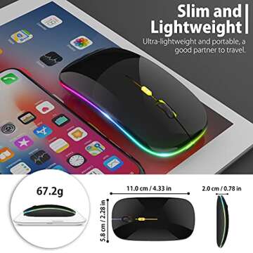 Upgrade LED Wireless Mouse - Slim Silent & Portable Design