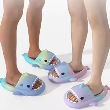 XPKWS Shark Slides for Women and Men Unisex Cloud Slippers Adult Novelty Beach Sandals with Thick Sole (PBP,10-10.5 Women/9-9.5 Men,4243)