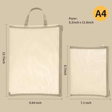 TrueLux 10 Pack Colored Double-Layer Mesh Zipper Pouch Bags, Nylon Building Block Sets Toy Storage & Organization, Breathable See Through (5Pcs A4+5Pcs A5) Pouch with Handle for School Office Games