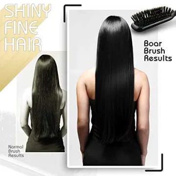 Boar Bristle Hair Brush Narrow - Black Wooden Paddle - Hair Accessories for All Hair Types