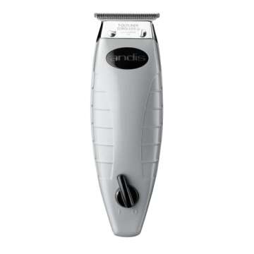 Andis 74000 Professional Corded/ Cordless Hair & Beard Trimmer, T-Outliner Blade Trimmer, Zero Gapped, Close Cutting Carbon Steel T-Blade Trimmer, Grey