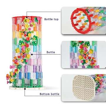 HI-REEKE Vase Building Set for Flowers Bouquet 10280 10313, Transparent Vase Flower Display Stand Building Block Kit for Women Adult