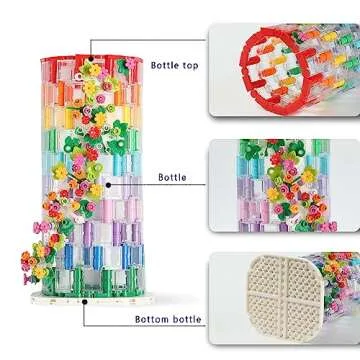 HI-REEKE Vase Building Set for Flowers Bouquet 10280 10313, Transparent Vase Flower Display Stand Building Block Kit for Women Adult