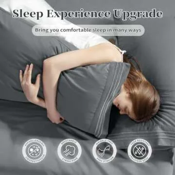 Shilucheng King Size Bed Sheets Set Microfiber Polyester 1800 Thread Count Percale Super Soft and Comforterble 16 Inch Deep Pockets - 4 Piece (King, Dark Grey)