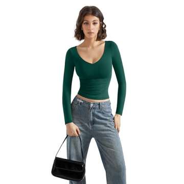 SUUKSESS Women Double Lined Crop Long Sleeve Tank Top