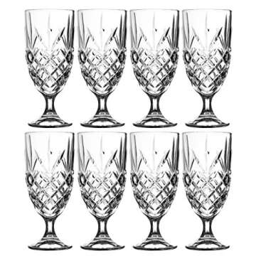 Royalty Art Kinsley Lowball Whiskey Glasses Set, 8 Long-Stem Tumbler, Tall Goblet Style Glassware fo...