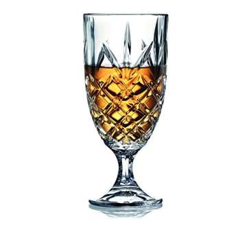 Royalty Art Kinsley Lowball Whiskey Glasses Set, 8 Long-Stem Tumbler, Tall Goblet Style Glassware for Hosting Parties, Events, or Evening Dinners, Bourbon, Scotch or Liquor
