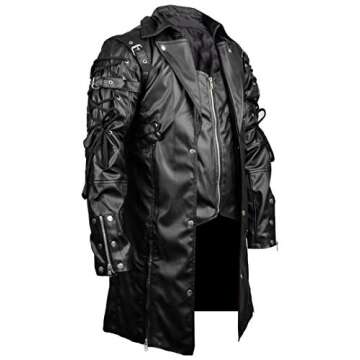 Dizller Steampunk Gothic Mens Faux Leather Coat