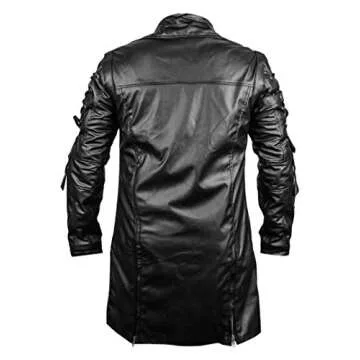 Dizller Steampunk Gothic Mens Faux Leather Coat