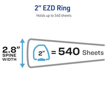 Avery Heavy-Duty View 3 Ring Binder, 2 Inch One Touch EZD Rings, 540-Sheet Capacity, 2.8 Inch Wide Spine, Customizable Clear Cover and Spine, 1 White Binder (79192)