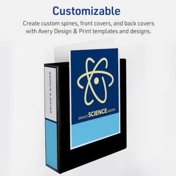 Avery Heavy-Duty View 3 Ring Binder, 2 Inch One Touch EZD Rings, 540-Sheet Capacity, 2.8 Inch Wide Spine, Customizable Clear Cover and Spine, 1 White Binder (79192)